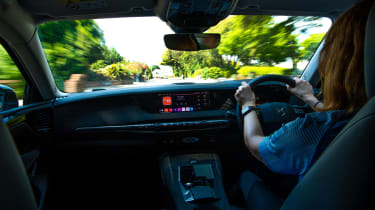 Auto Express pictures editor Dawn Grant driving the DS 4 E-Tense